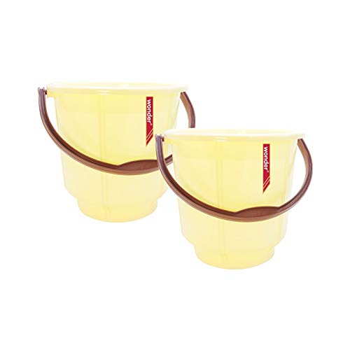 Wonder Homeware Prime Bucket Set, 2 Bucket, 9 Liters, Yellow Color, Made in India