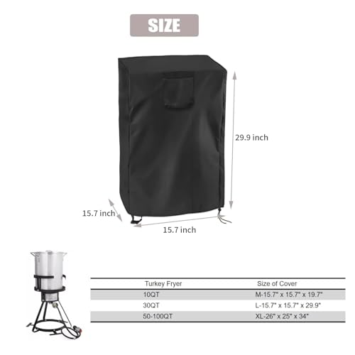 Turkey Fryer Cover, Waterproof Crawfish Boiler Cover for Most 30QT Outdoor Deep Fryer, Protective Seafood Boil Pot Covers for Seafood Boil Pot and Burner kit-15.7" D x 15.7" W x 29.9" H
