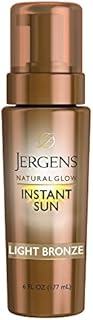 Jergens Natural Glow Instant Sun Body Mousse, Self Tanner for Light Bronze Tan, Sunless Tanning Body Bronzer, Fake Tan for Fair to Medium Skin, 6 Ounce