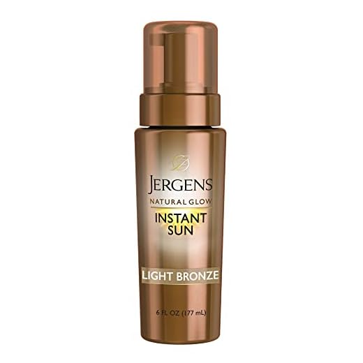 Jergens Natural Glow Instant Sun Body Mousse, Self Tanner for Light Bronze Tan, Sunless Tanning Body Bronzer, Fake Tan for Fair to Medium Skin, 6 Ounce
