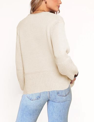 PRETTODAY Women's V Neck Knit Cardigan Button Down Long Sleeve Casual Loose Chunky Sweater Tops2