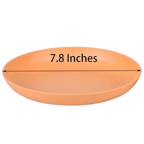 Image of 7.8 Inches Unbreakable Wheat Straw Plates - Reusable Plate Dinner Set - Dishwasher & Microwave Safe - Healthy, BPA Free & Eco-Friendly (7.8 Inches /4 Color H)