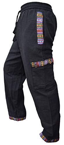 Pantalon cargo en coton noir ultra confortable à poches Gheri homme 3XL