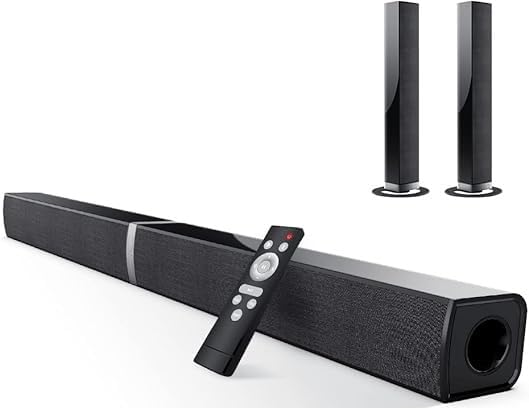 HoYLluDLL 2.0 Kanal Soundbar für Fernseher, 32 Zoll Teilbare 2-in-1-Soundbar für TV Geräte mit 3 EQ-Modi und 3D-Surround-Sound, TV Lautsprecher Soundbars Bluetooth 5.3, ARC/Optical/AUX