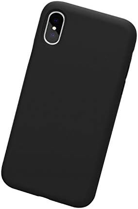 Clear iPhone X Case Liquid Silicone Mobile Phone Case with Microfiber Cloth Protective Case for Apple iPhone X (Black, iPhone X)