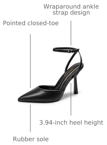 Image of DREAM PAIRS Pointed Toe Heels Ankle Strap Pumps | Closed Toe,3.94-Inch High Heels,Party Wedding Sexy Dress Shoes for Women