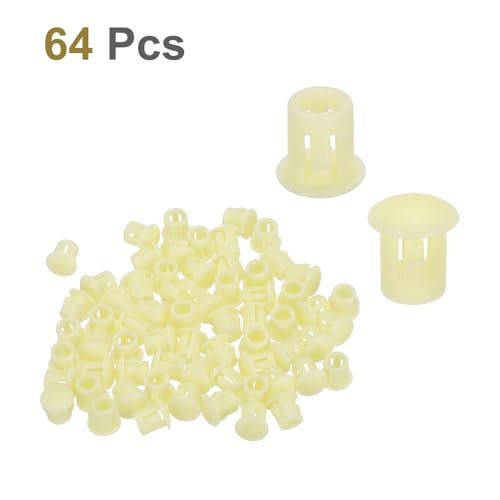 Image of MECCANIXITY 64PCS 6mm(1 /4 inch) Beige Plastic Hole Plugs, Flush Type Panel Hole Plugs Insert End Caps for Locking Hole Tubes Furniture Cabinet