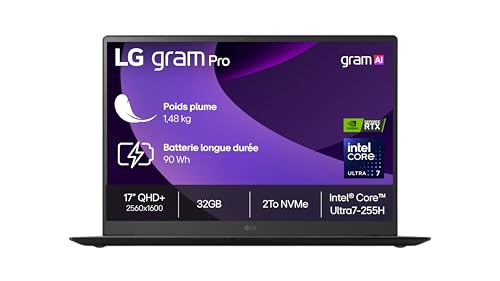LG gram Pro 17Z90TR E.AD8BF 17 Core Ultra 7 RAM SSD AZERTY - vue 3