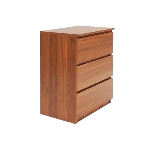 Image of Amazon Brand - Solimo Eden 3 Drawer Cabinet ? Leon Teak | Modern Wooden Storage Organizer | Compact Bedroom & Living Room Furniture (L60 x W40 x H75.5 cm)