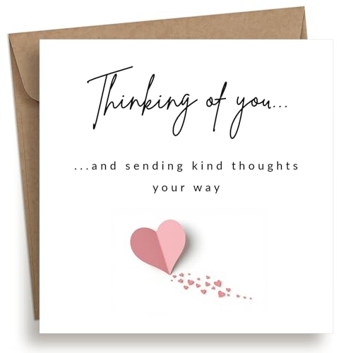 EverKind Thinking of You Card Paper Hearts Design | Encouragement and Support Card for Friend Family or Colleague | Comfort for Grief Tough Times or Just Because | Blank Inside | Eco Packaging
