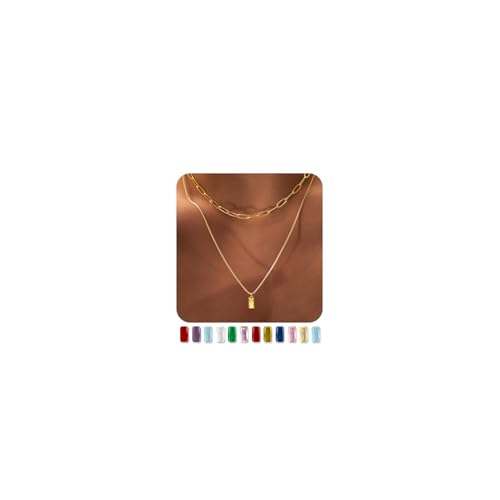 Dainty Gold Birthstone Necklaces for Women Non Tarnish, 14K Trendy Blue Green Cubic Zirconia Emerald Pendant Charm Necklaces Birthday Gifts for Women Waterproof Jewelry November(Citrine)
