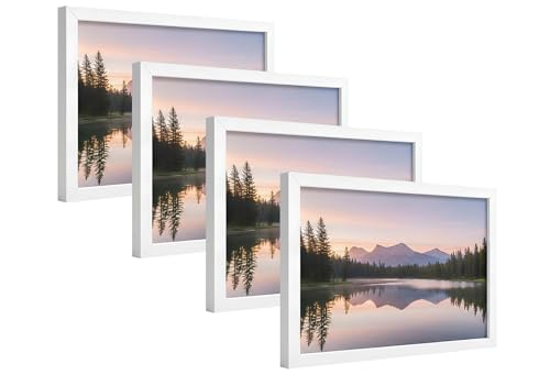 Image of 4x6 Inch Wooden Photo Frame | Fits 4x6 Photos | 0.5 mm Unbreakable Acrylic Front | Wall & Tabletop Display | Lightweight Gallery Style Frame for Home & Office (4, Elegant White)