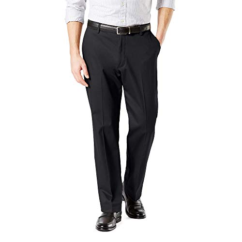 Dockers Men's Classic Fit Signature Khaki Lux Cotton Stretch Pants (Regular and Big & Tall), Black, 46W x 32L