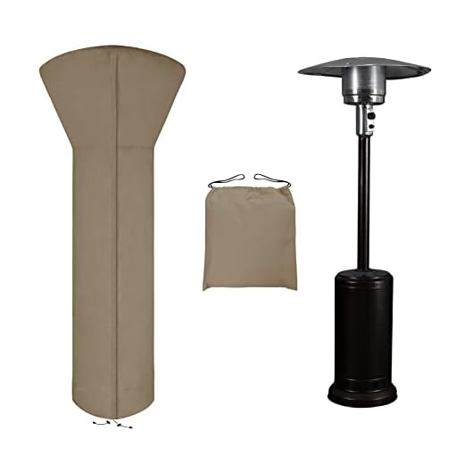 Easy-Going Patio Heater Cover with Zipper and Storage Bag, Waterproof Outdoor Heater Cover Dustproof, UV-Resisant, Wind-Resistant (89" H x 33" D x 19" B, Camel)
