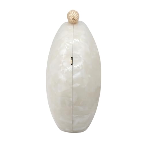 Image of Women Acrylic Evening Clutch Chic Shell Purse Egg Handbag Marble Shoulder Crossbody Bag for Prom Cocktail Party