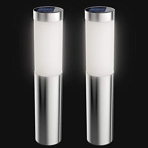 Artika I6 LED Stainless Steel Solar Bollard Lights, 6 LED 17 Lumens Per Light, Set of 2,