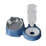 Double Cat Bowls,Pet Food Water Bowl,15°Tilted,Food Dispenser Raised Cat Dish Pet Feeder for Small Dogs Hamster Kitten Puppy, Blue