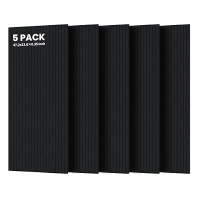 5 Pack Acoustic Panels, 47.2 x 23.6 x 0.35 Inch Sound Proof Panels for Walls, Premium Wall Sound Absorbing Panels, Decorative Sound Dampening Panels for Media Room, Office and Studio,Black