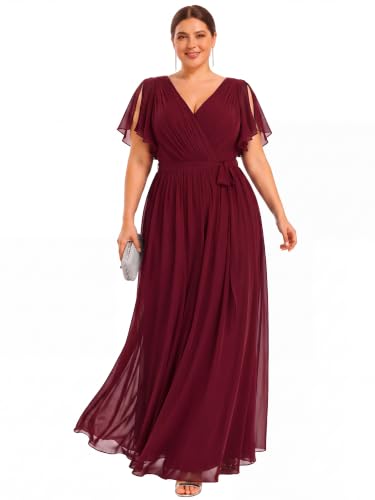 Image of Ever-Pretty Plus Women's Chiffon Maxi Plus Size Formal Bridesmaid Dresses