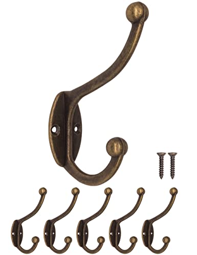 Price comparison product image Fuxxer - Antique Coat Hooks,  cast Iron Brass Bronze Design; Vintage Country Retro House