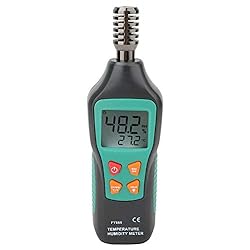 Termohigrómetro Digital, Termómetro Portátil Higró...: ☛ TEMPERATURA Y HUMEDAD: midaEltemperatura yElhumedad, el bulbo húmedo yEltemperatura del punto de rocío.Se usa exclusivamente para medirElhumedad,Eltemperatura del aire,Eltemperatura del bulbo húmedo yEltemperatura del punto de rocío ☛ APLICACIONES ...