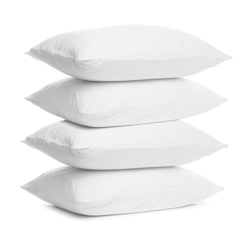 Rohi Medium Support Bed Pillows 4 Pack – Anti Allergy & Breathable Cotton Blend Sleeping Pillow – Plain Pillows for Side Sleepers & Back Sleepers – Standard Size 45 x 70 cm