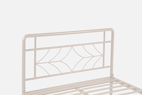 Image of Vara Metal Extra Single Size Bed Without Storage | Wrought Iron Single Bed with Headboard & Footboard| Sturdy Powder Coated Platform Cot for Bedroom (Vara Ivory)