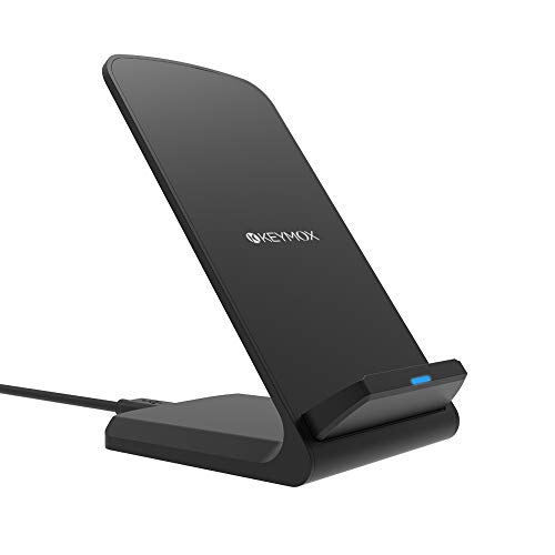 Keymox Wireless Charger Stand, Qi-Certified for iPhone 12 SE, 11, 11 Pro, 11 Pro Max, XR, Xs Max, XS, X, 8, 8 Plus, 10W Fast-Charging Galaxy S20 S10 S9 S8, Note 10 Note 9 (No AC Adapter)