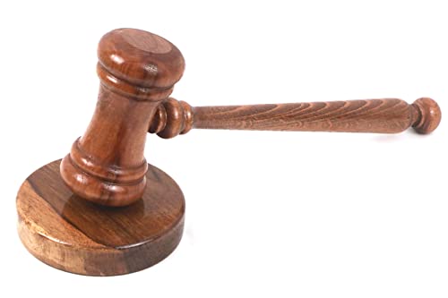 Heracraft Handmade Premium Boxed & Gavel Round Shaped Sound Block - For Judge Lawyer Student Auction Sale Meeting - Best Gift Set (Premium-Boxed) #TOP5