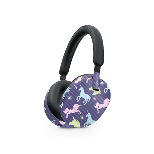 Image of MightySkins Carbon Fiber Skin Compatible with Sony WH-1000XM5 Headphones - Unicorn Dream | Protective, Durable Textured Carbon Fiber Finish | Easy to Apply