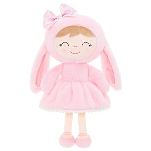 Gloveleya Baby Girl Gift Plush Bunny Dolls First Baby Doll Toddlers Rabbit Toy Bunny Gifts for Girl Pink 12 Inches