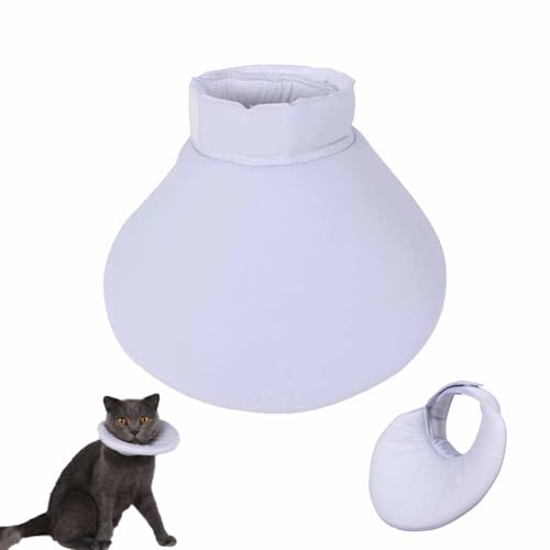 エリザベスカラー 猫用 小型犬用 軽量 通気性 首に優しい 防水 傷舐め防止 引っ掻き防止 視界や飲食を妨げない 柔らかい (青, M)
