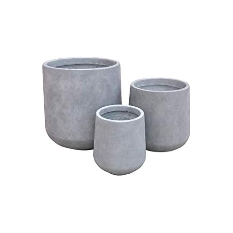 Kante 38,9 cm + 29,5 cm + 20,8 cm Durchmesser runder Beton-Übertopf Cover