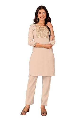 Image of Women's Embroidered Kurta Pant Set | Ethnic Kurta with Pant | Festive & Casual Wear Suit Set for Women