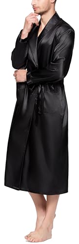 Lavenderi Mens Silky Satin Lounge Robe, Long Lightweight Sleepwear2