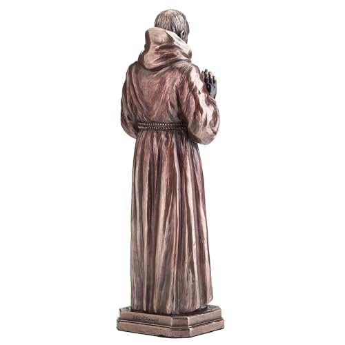 Estatua religiosa Padre Pio 21.5 cm de resina y bronce miniatura 4