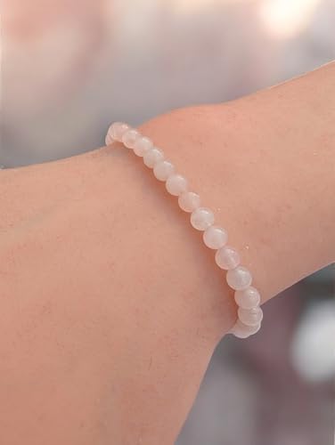 Bracelet en quartz rose sur fil nylon extensible de 52mm