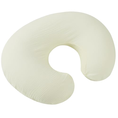 Image of Onacosht Muslin Nursing Pillow Cover Soft 100% Cotton Feeding Pillow Slipcover Fits Standard Infant Nursing Pillow for Baby Boy and Girl, Ivory White
