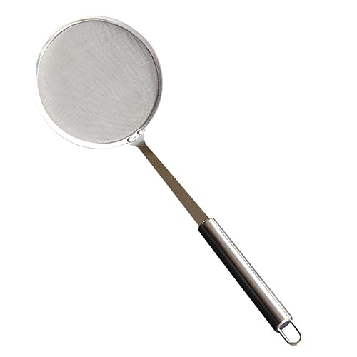 Ipetboom 1 pieza Colador Inoxidable de Cocina con Mango Skimmer para Filtrar Pasta y Albóndigas Utensilio Inoxidable con Diseño de Almacenamiento Pared