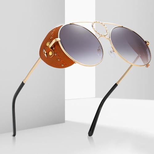 Lunettes de soleil rondes steampunk surdimensionnées à miroir