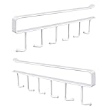 2 Stück Tassenhalter, Schrankeinsatz Tassenhalter Haken Multifunktionales Hakengestell Aufbewahrungshaken under Cabinet Hanging Rack für Küchenutensilien Schlafsaal Krawatten Schals (Weiß)