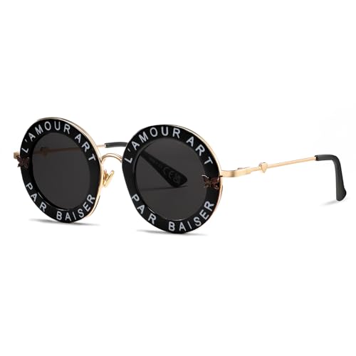 Retro Round Sunglasses Men Women Fashion Metal Frame Black Lens Sunglasses 8090s Style Eyeglasses