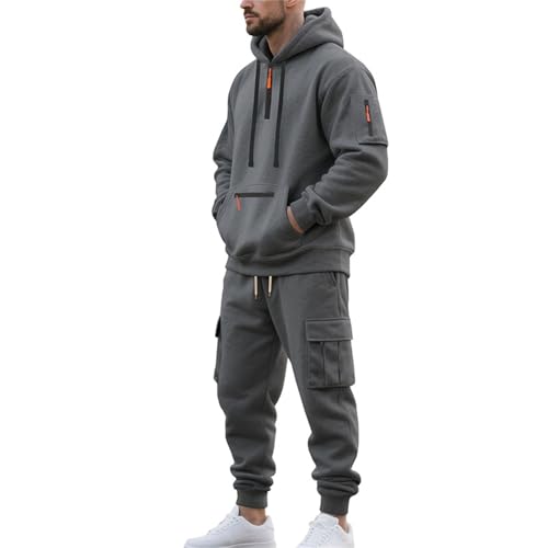 Men's Tracksuit 2 Piece Sets Oversized 1/4 Zipper Tactical Hoodies and Sweatpants Sets Trendy Baggy Athletic Outfits3