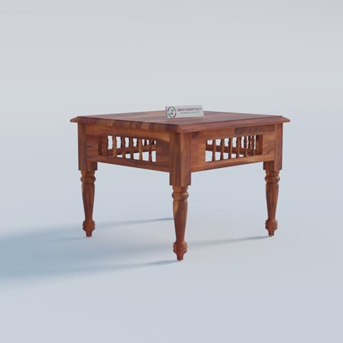 Image of Jangid Handicraft Solid Wood Coffee Table for Living Room | Wooden Center Table | Square Coffee Table | Tea Table for Sofa | Modern Sofa Table for Hall | Sheesham, Honey Finish