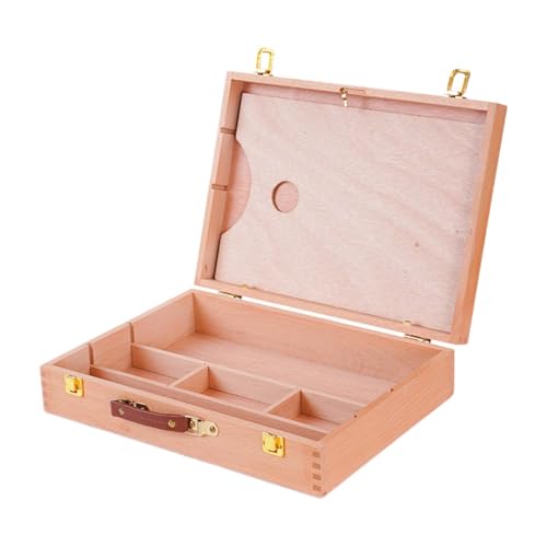 Harilla Caja de Almacenamiento de Suministros para Artistas Caja de Almacenamiento Estuche Caja de Herramientas de Arte Madera para Pinceles Lápiz Pastel, L