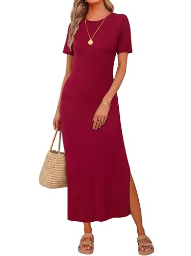 Image of Arach&Cloz Women's Wool Blend Lightweight Spring Casual T Shirts Maxi Dress 2026