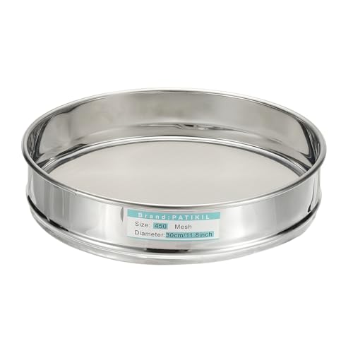 PATIKIL 450メッシュ(0.035mm)ラボふるい 11.8インチ(30cm)直径ふるい304ステンレス鋼線布微細メッシュふるい産業実験室家庭用土ふるい乾燥ふるいスクリーンハッシュ