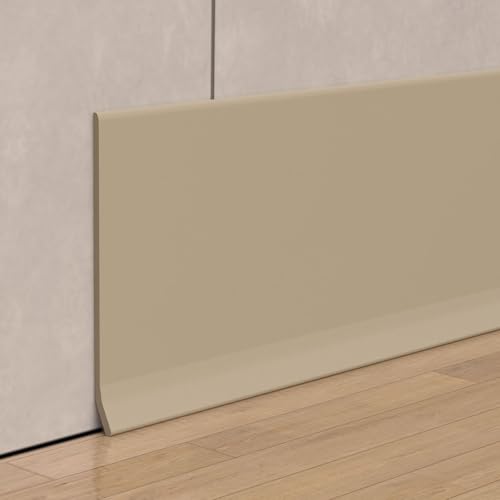 Peel and Stick Baseboard Trim 6 Inch Rubber Baseboard Vinyl Wall Base Flexible Baseboard Molding Trim Adhesive Baseboard Trim Rubber Cove Base(20Ft Beige)