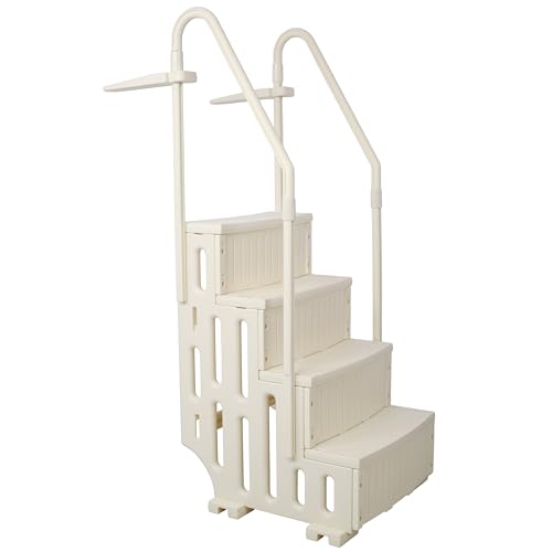 Escalera para piscina elevada 4 pasos blanca resistente miniatura 3