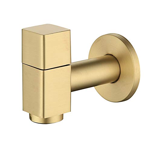 TYKHGFS Grifo de Pared de latón Macizo de Oro Cepillado: Grifo de Entrada de 1/2" y Salida de 3/4" para Lavadora y jardín al Aire Libre (Estilo 2)